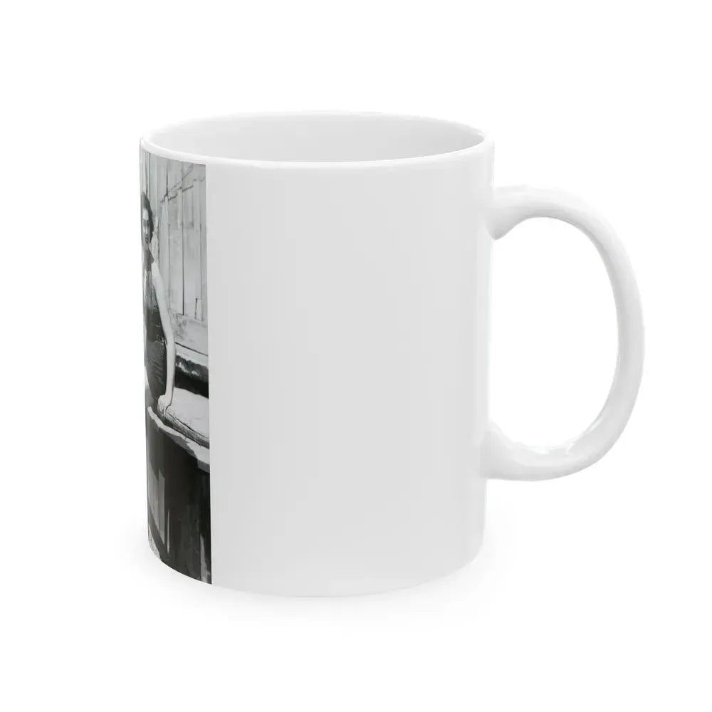 Barbara Rush #39 - 8x10 Vintage Full Body B&W Pin-Up Photo in Shorts from 1955 (Vintage Female Icon) White Coffee Mug - Go Mug Yourself