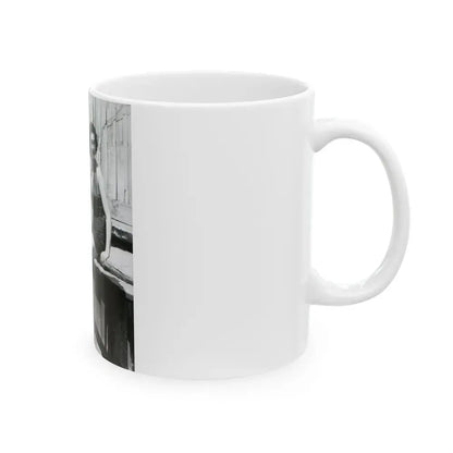 Barbara Rush #39 - 8x10 Vintage Full Body B&W Pin-Up Photo in Shorts from 1955 (Vintage Female Icon) White Coffee Mug - Go Mug Yourself