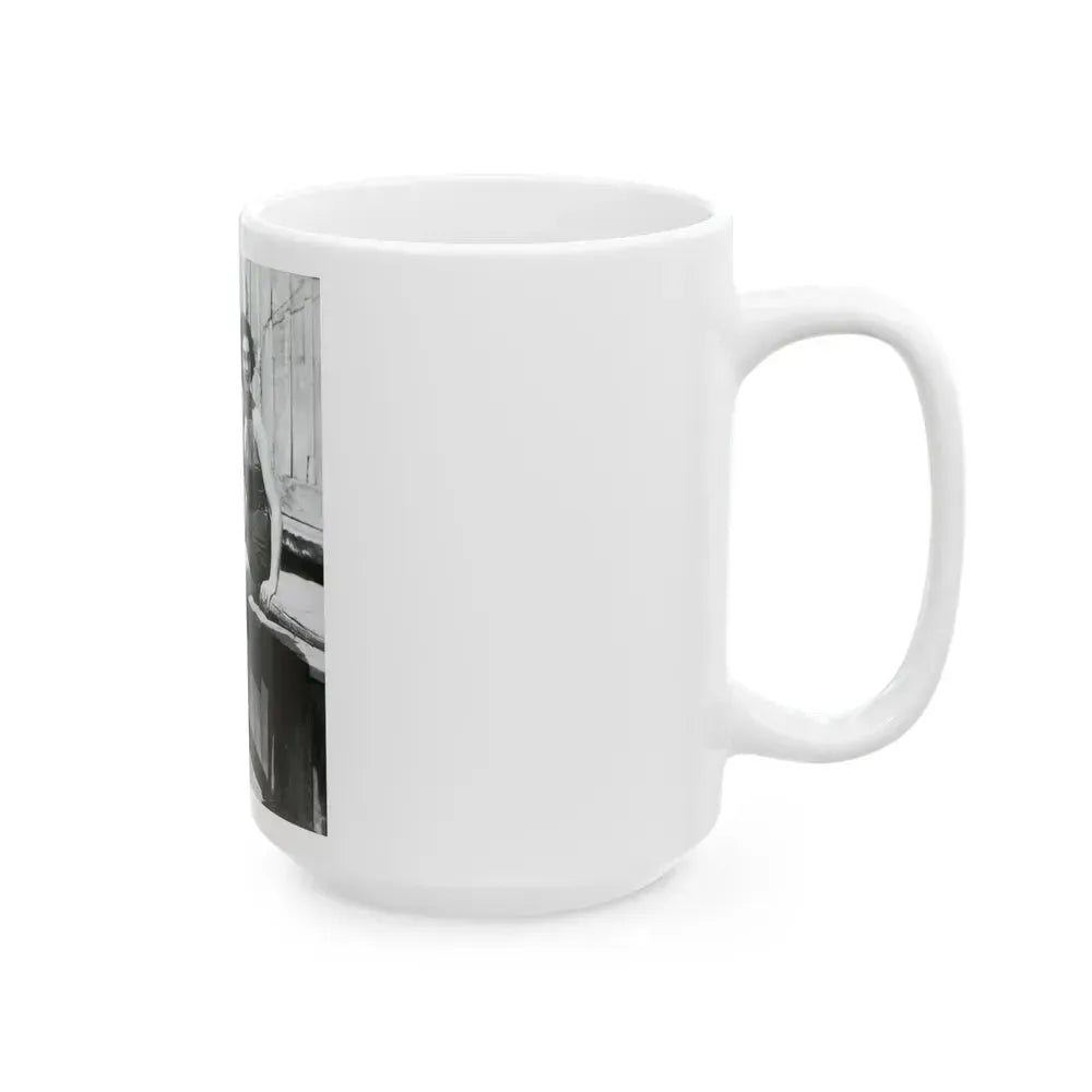Barbara Rush #39 - 8x10 Vintage Full Body B&W Pin-Up Photo in Shorts from 1955 (Vintage Female Icon) White Coffee Mug - Go Mug Yourself