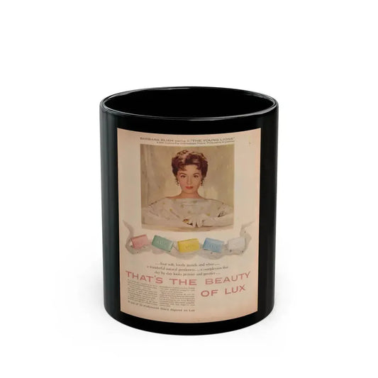 Barbara Rush #49 - Lux Soap Add (Vintage Female Icon) Black Coffee Mug 11oz - Go Mug Yourself
