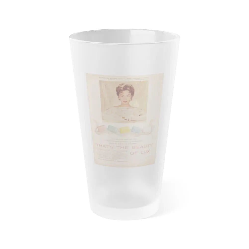 Barbara Rush #49 - Lux Soap Add (Vintage Female Icon) Frosted Pint Glass 16oz-16oz-Frosted-Go Mug Yourself