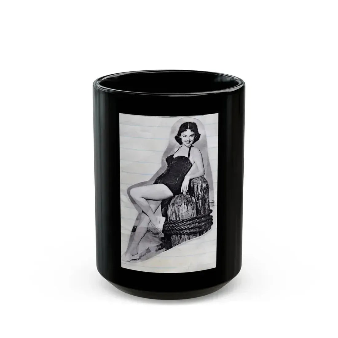 Barbara Rush #54 (Vintage Female Icon) Black Coffee Mug 15oz - Go Mug Yourself