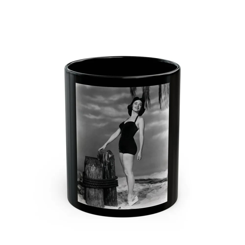 Barbara Rush #56 (Vintage Female Icon) Black Coffee Mug-11oz-Go Mug Yourself