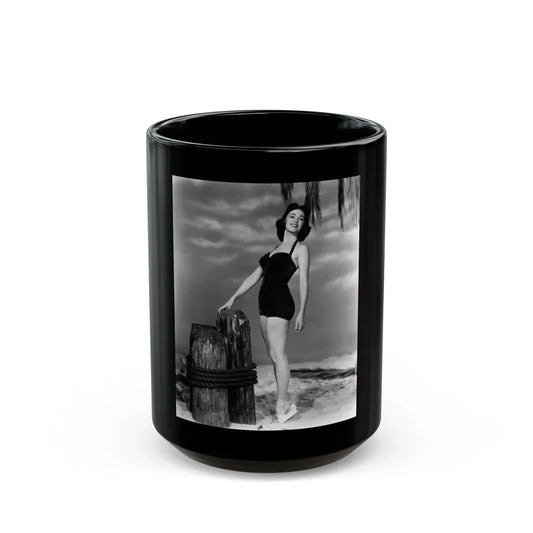 Barbara Rush #56 (Vintage Female Icon) Black Coffee Mug-15oz-Go Mug Yourself