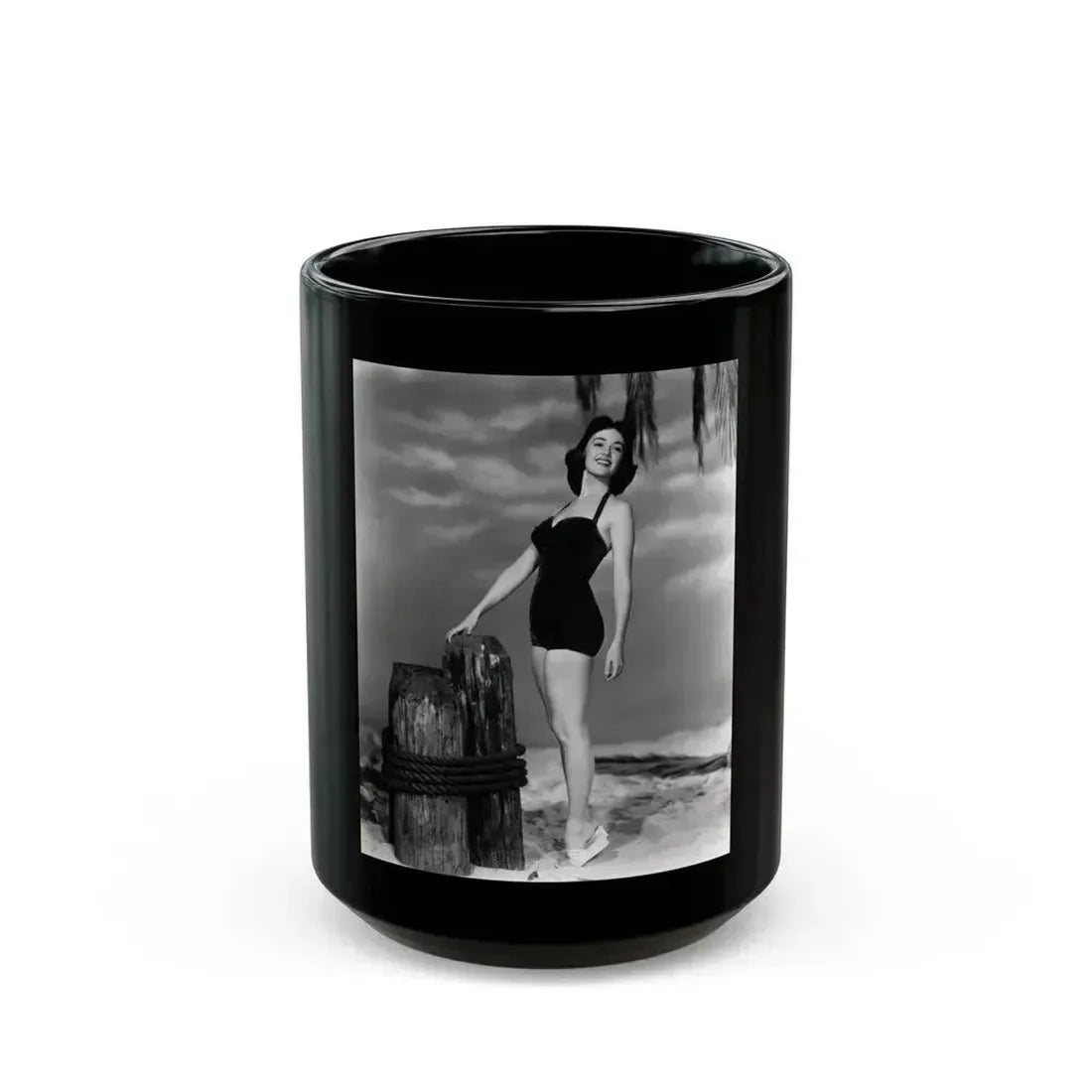 Barbara Rush #56 (Vintage Female Icon) Black Coffee Mug 15oz - Go Mug Yourself