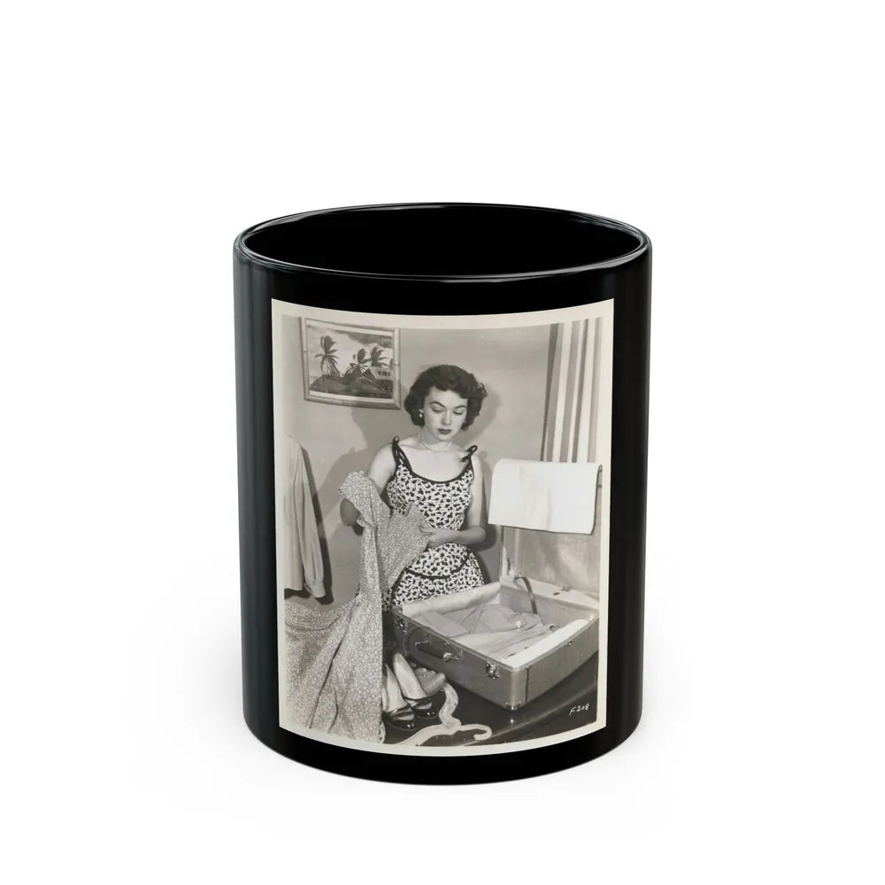 Barbara Rush #61 (Vintage Female Icon) Black Coffee Mug-11oz-Go Mug Yourself