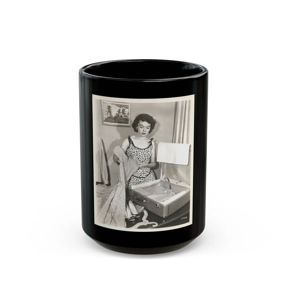 Barbara Rush #61 (Vintage Female Icon) Black Coffee Mug-15oz-Go Mug Yourself