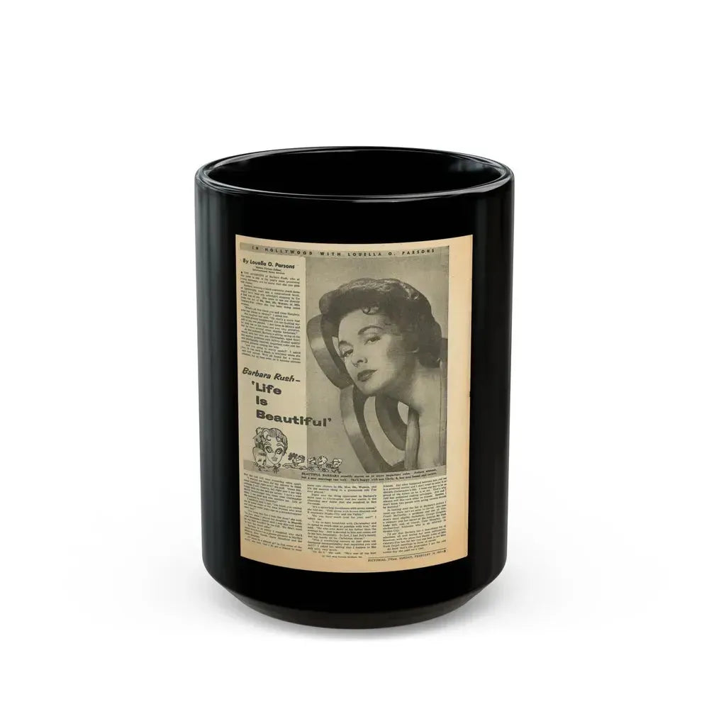 Barbara Rush #67 - Add (Vintage Female Icon) Black Coffee Mug 15oz - Go Mug Yourself
