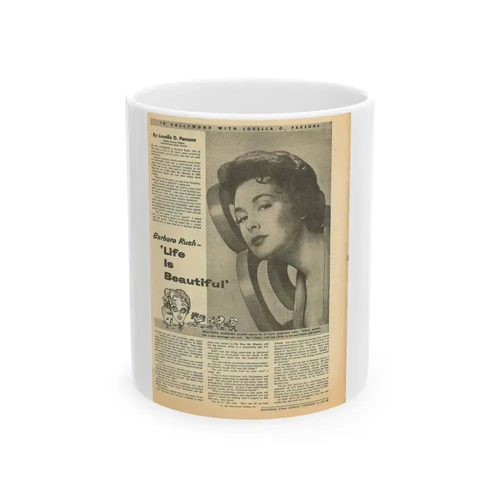 Barbara Rush #67 - Add (Vintage Female Icon) White Coffee Mug 11oz - Go Mug Yourself