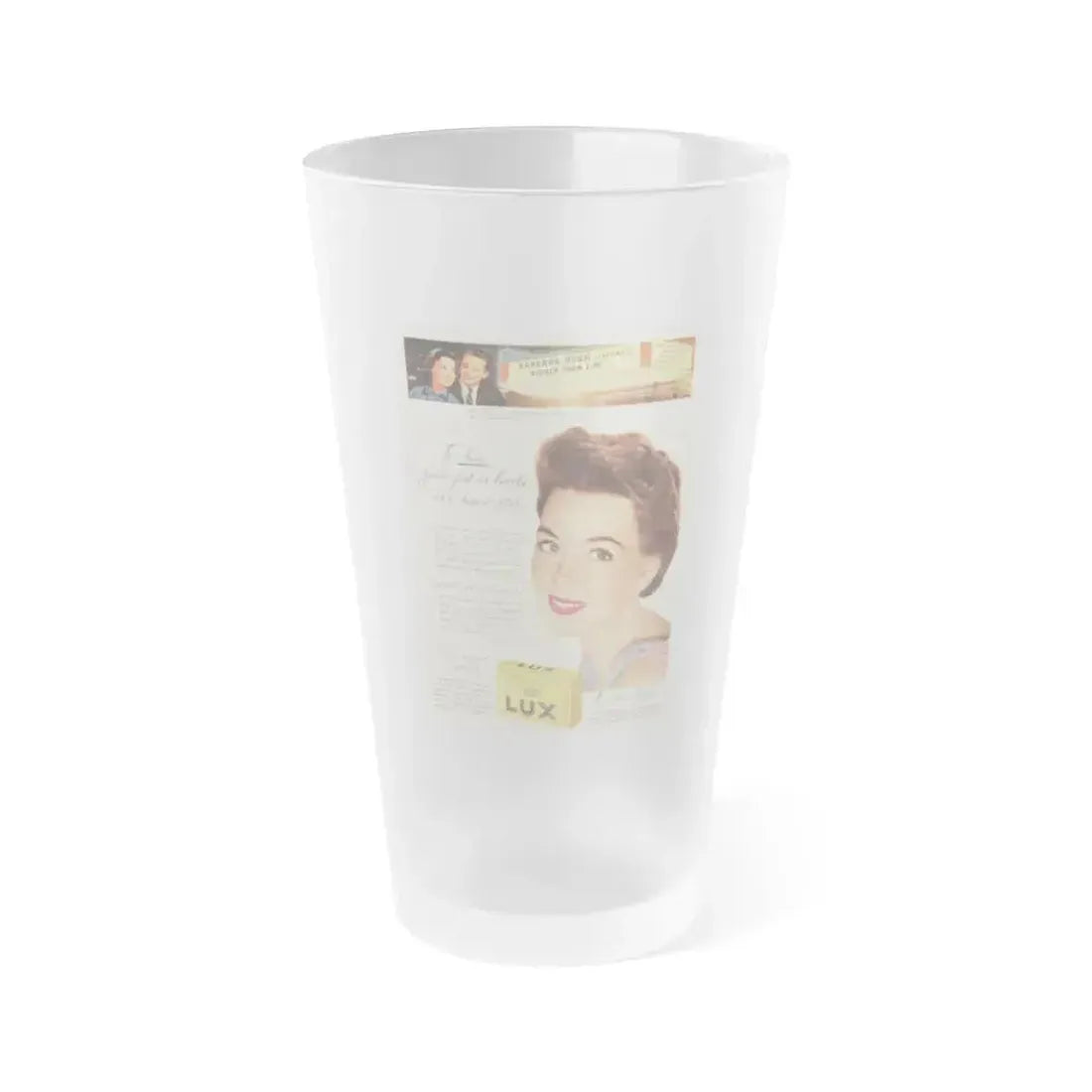 Barbara Rush #74 - Lux Soap Add (Vintage Female Icon) Frosted Pint Glass 16oz 16oz Frosted - Go Mug Yourself
