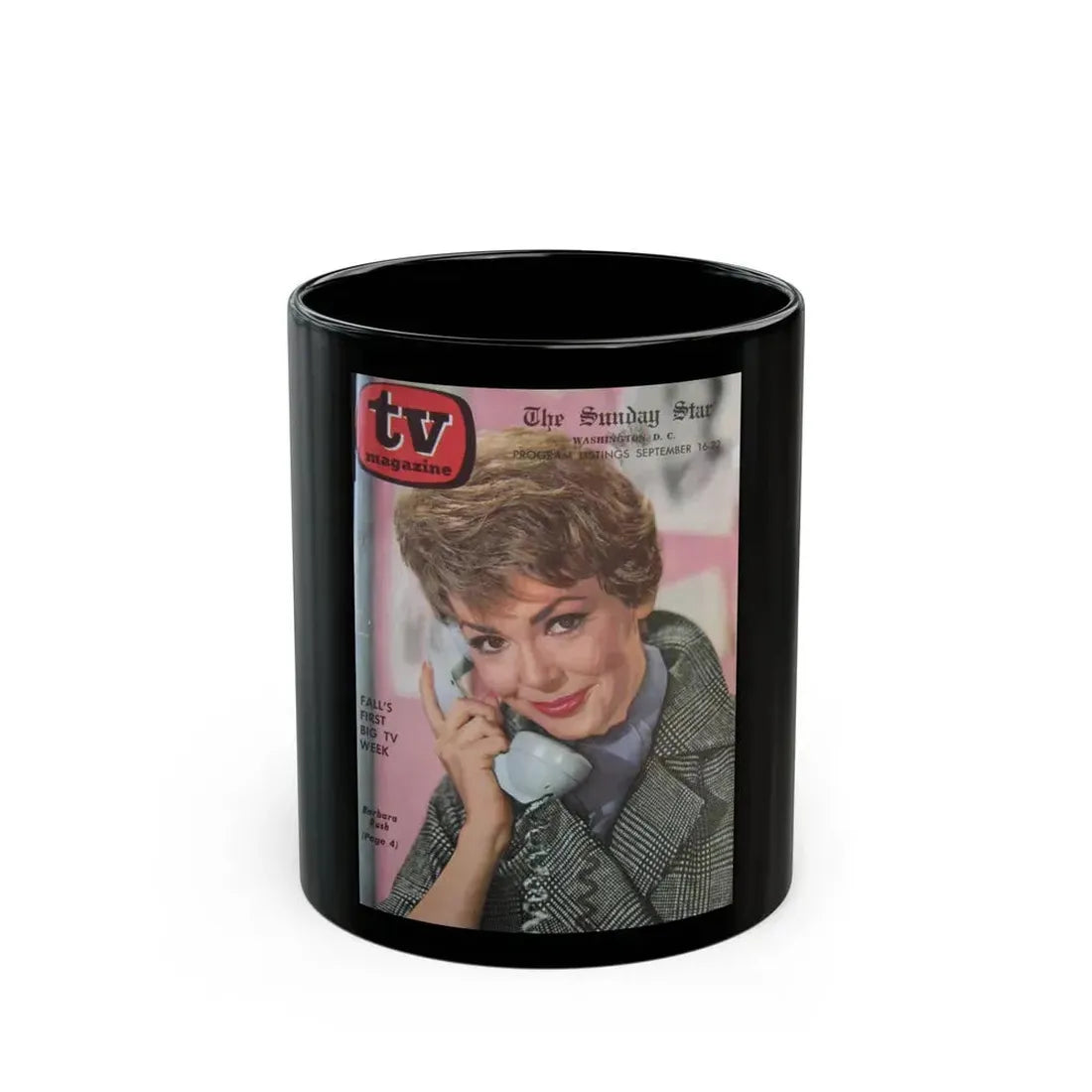 Barbara Rush #86 - T.V. Guide Mag. Cover (Vintage Female Icon) Black Coffee Mug 11oz - Go Mug Yourself