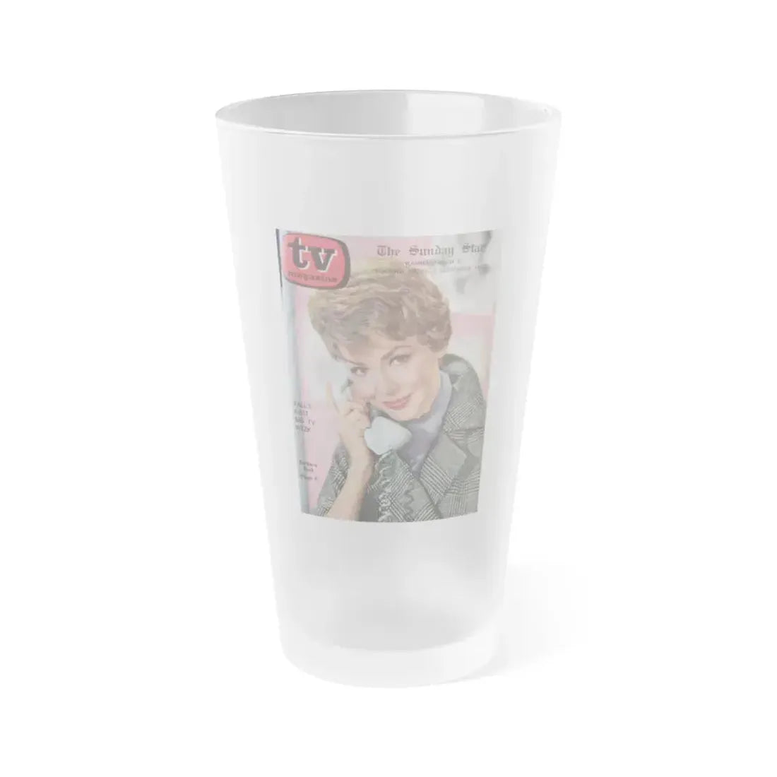 Barbara Rush #86 - T.V. Guide Mag. Cover (Vintage Female Icon) Frosted Pint Glass 16oz 16oz Frosted - Go Mug Yourself