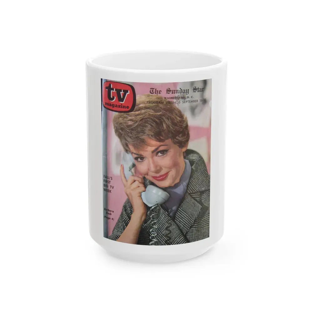 Barbara Rush #86 - T.V. Guide Mag. Cover (Vintage Female Icon) White Coffee Mug 15oz - Go Mug Yourself