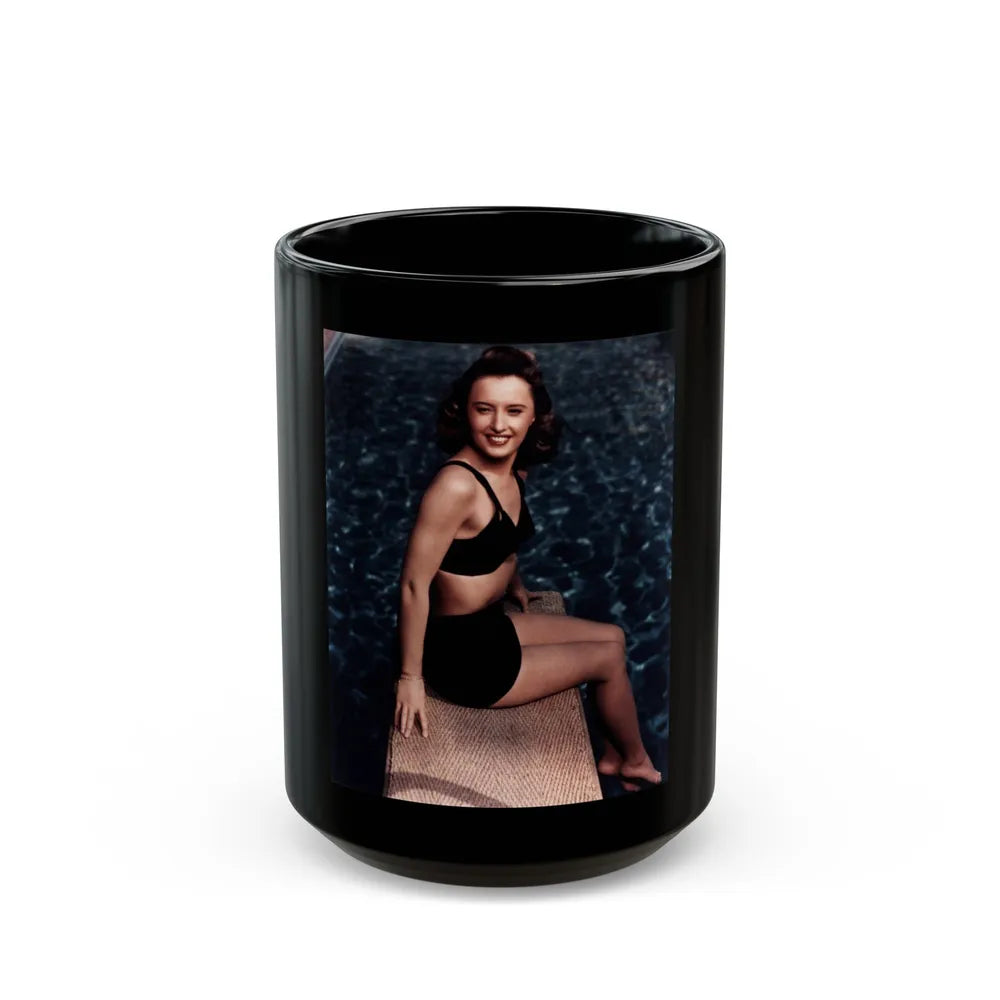 Barbara Stanwyck #150 (Vintage Female Icon) Black Coffee Mug-15oz-Go Mug Yourself