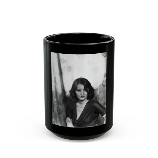 Barbara Stanwyck #157 (Vintage Female Icon) Black Coffee Mug-15oz-Go Mug Yourself