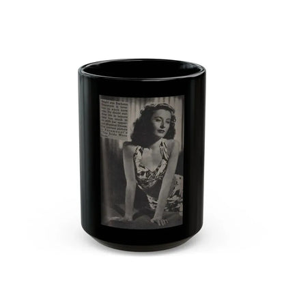 Barbara Stanwyck #162 - Physical Culture Pocket Mag. '46 - 1 B&W Photo (Vintage Female Icon) Black Coffee Mug 15oz - Go Mug Yourself