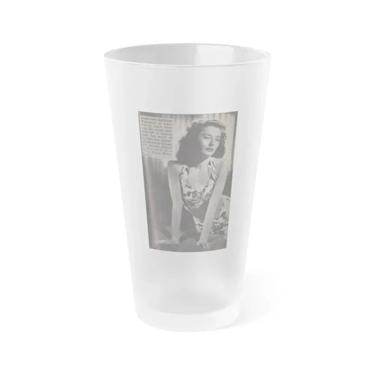 Barbara Stanwyck #162 - Physical Culture Pocket Mag. '46 - 1 B&W Photo (Vintage Female Icon) Frosted Pint Glass 16oz 16oz Frosted - Go Mug Yourself