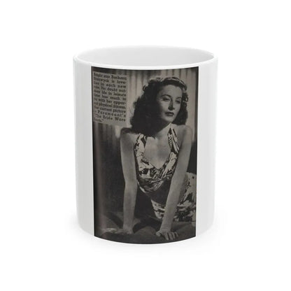 Barbara Stanwyck #162 - Physical Culture Pocket Mag. '46 - 1 B&W Photo (Vintage Female Icon) White Coffee Mug 11oz - Go Mug Yourself