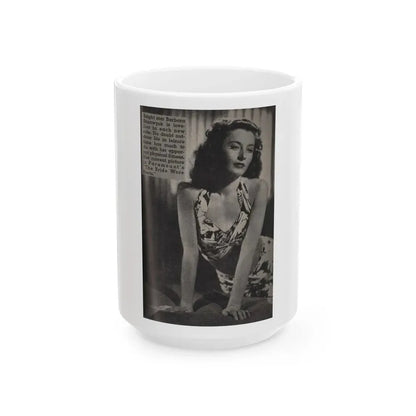 Barbara Stanwyck #162 - Physical Culture Pocket Mag. '46 - 1 B&W Photo (Vintage Female Icon) White Coffee Mug 15oz - Go Mug Yourself