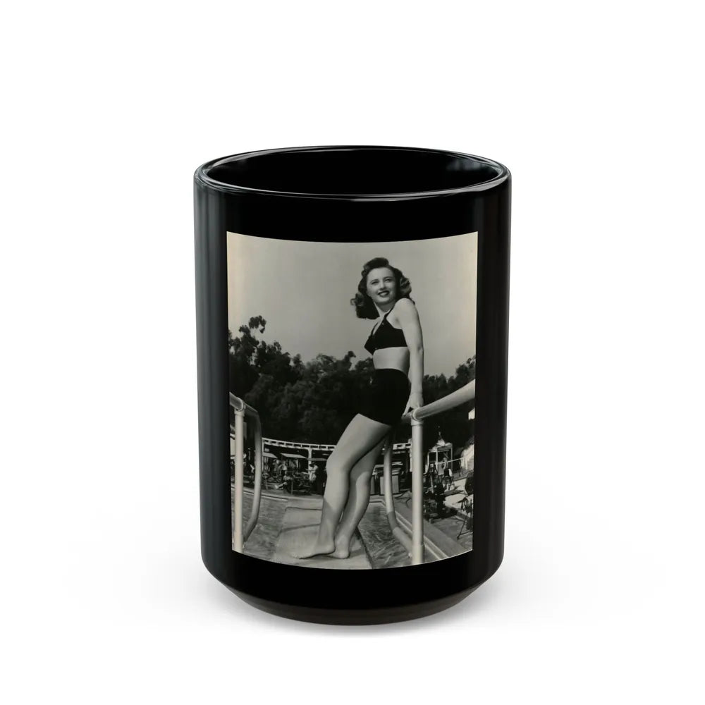 Barbara Stanwyck #163 (Vintage Female Icon) Black Coffee Mug-15oz-Go Mug Yourself