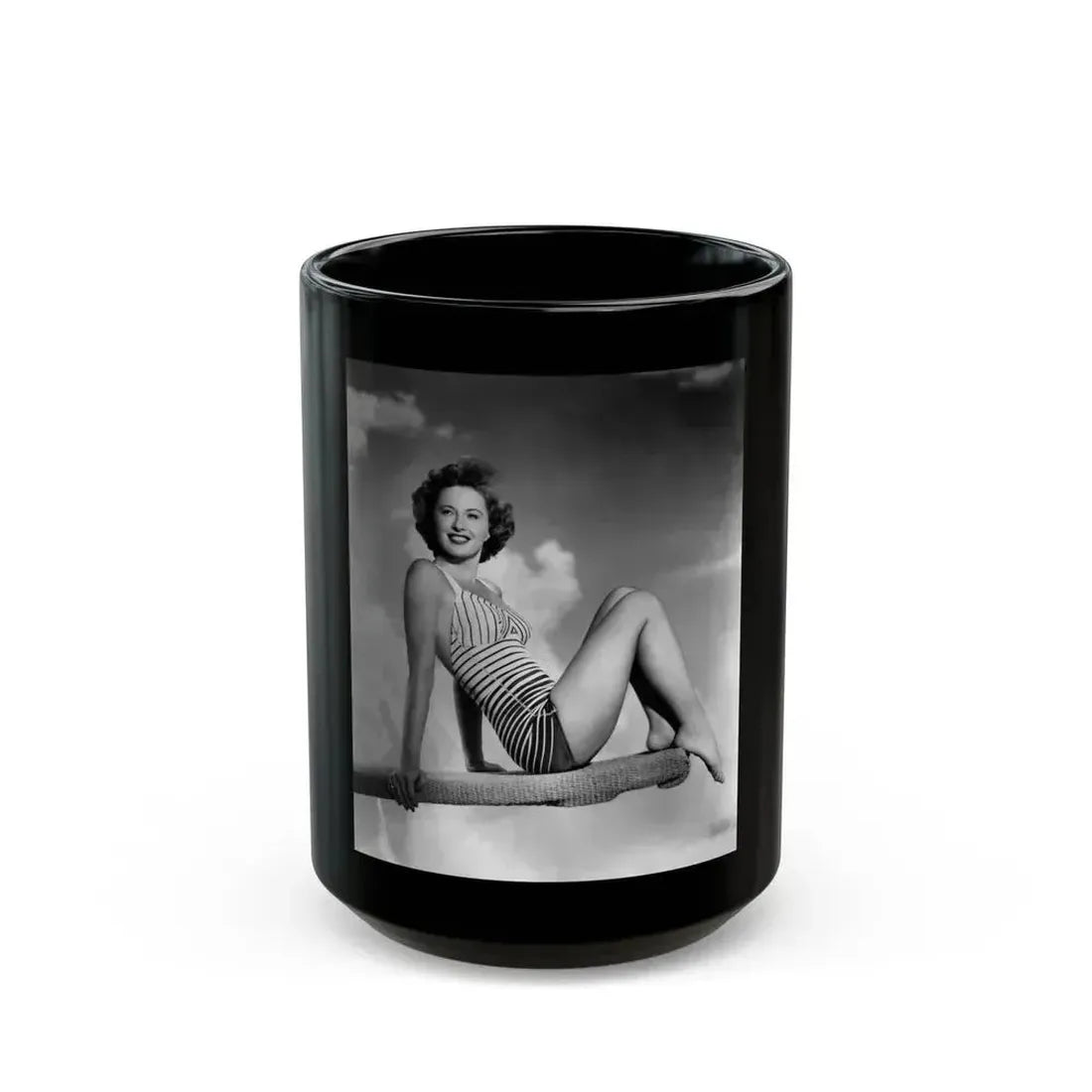 Barbara Stanwyck #197 (Vintage Female Icon) Black Coffee Mug 15oz - Go Mug Yourself