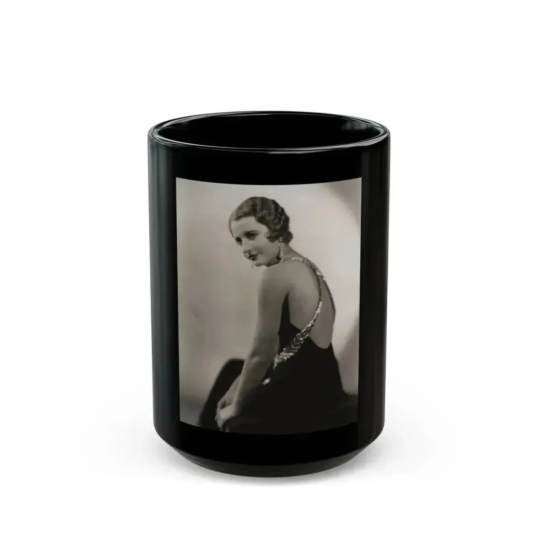 Barbara Stanwyck #198 (Vintage Female Icon) Black Coffee Mug 15oz - Go Mug Yourself