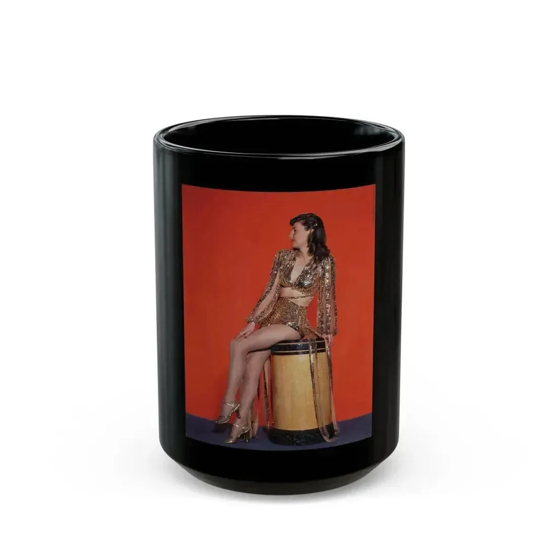 Barbara Stanwyck #202 (Vintage Female Icon) Black Coffee Mug 15oz - Go Mug Yourself