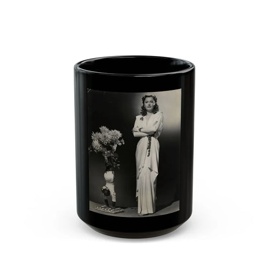 Barbara Stanwyck #203 (Vintage Female Icon) Black Coffee Mug-15oz-Go Mug Yourself