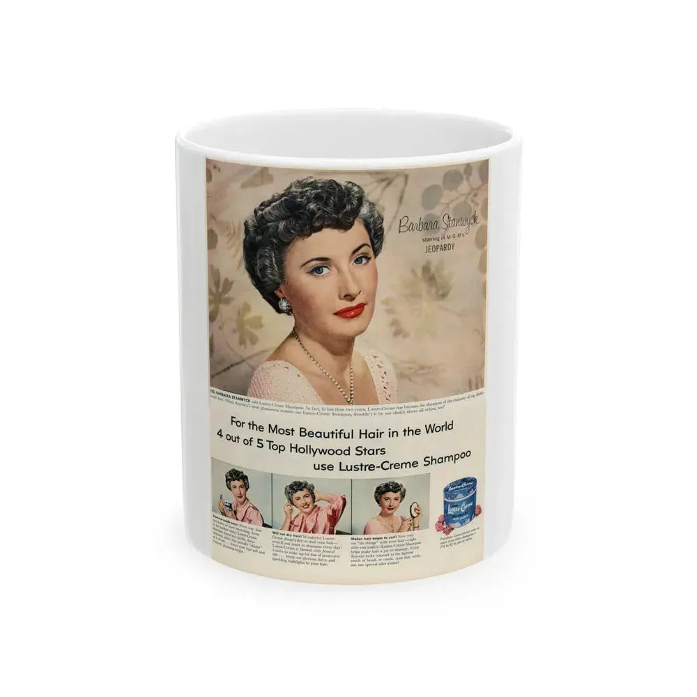 Barbara Stanwyck #210 - Magazine Add (Vintage Female Icon) White Coffee Mug 11oz - Go Mug Yourself