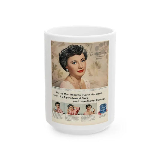 Barbara Stanwyck #210 - Magazine Add (Vintage Female Icon) White Coffee Mug 15oz - Go Mug Yourself