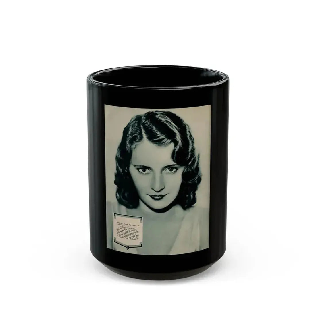 Barbara Stanwyck #215 (Vintage Female Icon) Black Coffee Mug 15oz - Go Mug Yourself