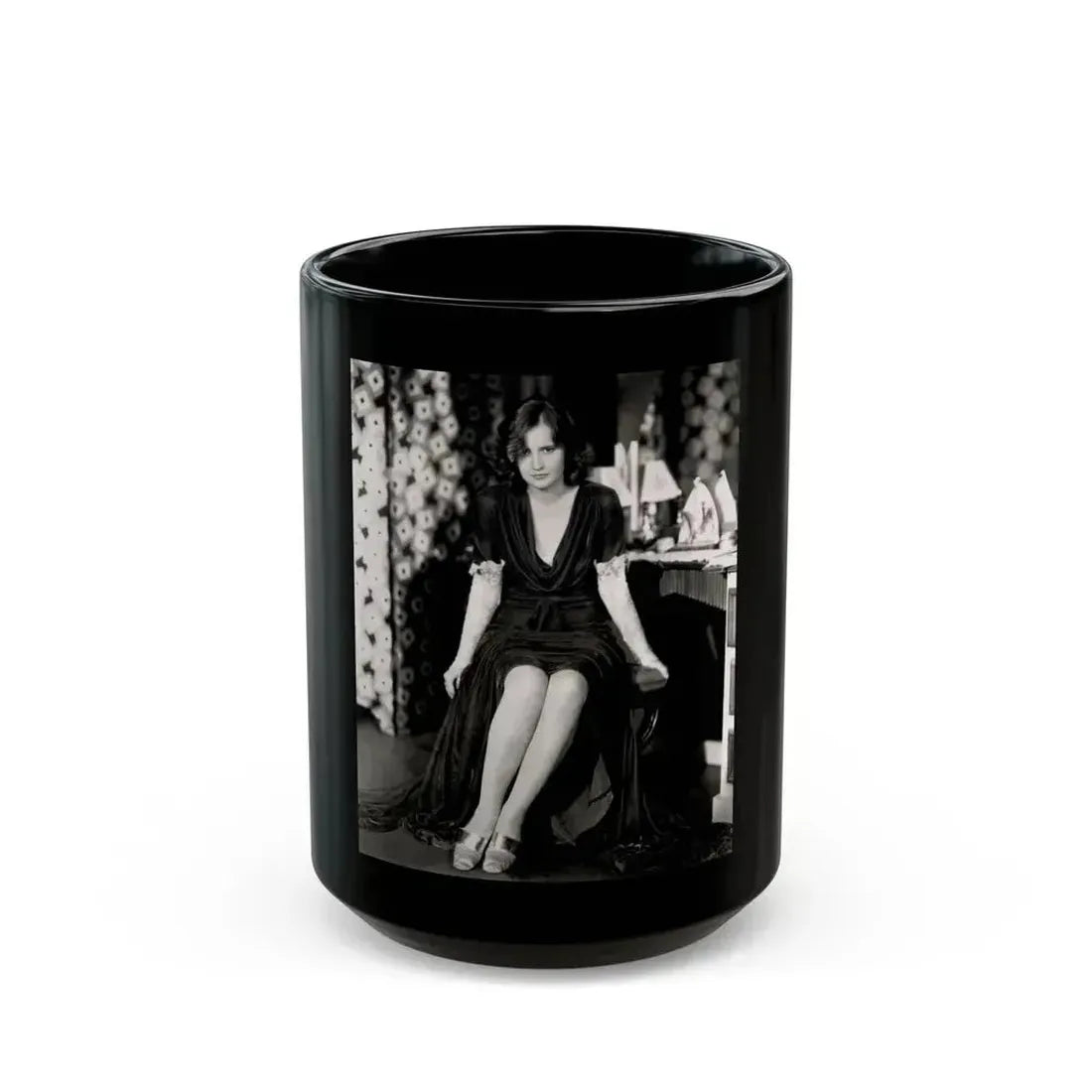 Barbara Stanwyck #31 (Vintage Female Icon) Black Coffee Mug 15oz - Go Mug Yourself