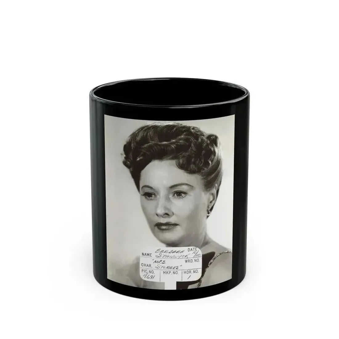 Barbara Stanwyck #47 (Vintage Female Icon) Black Coffee Mug 11oz - Go Mug Yourself