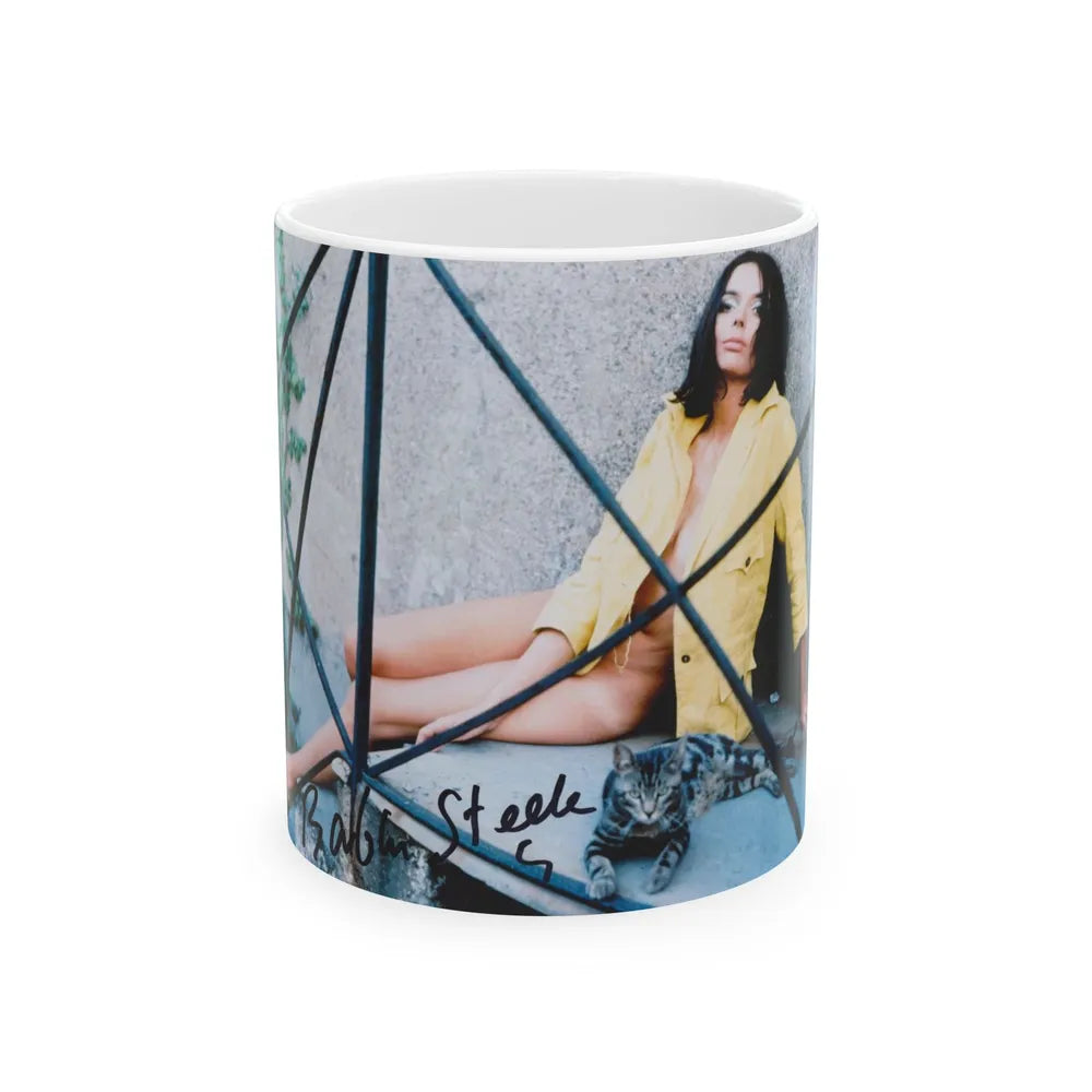 Barbara Steele #17 (Vintage Female Icon) White Coffee Mug-11oz-Go Mug Yourself