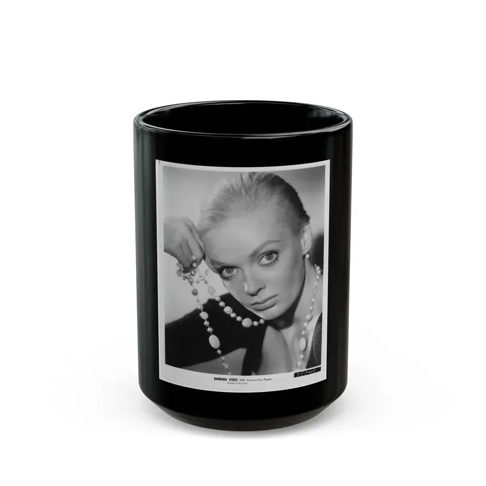 Barbara Steele #30 (Vintage Female Icon) Black Coffee Mug 15oz - Go Mug Yourself