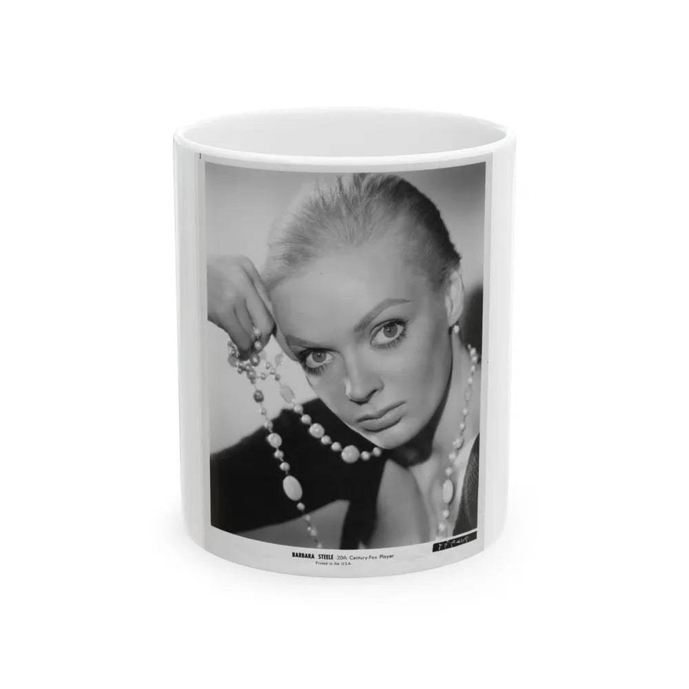 Barbara Steele #30 (Vintage Female Icon) White Coffee Mug-11oz-Go Mug Yourself