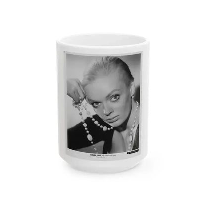 Barbara Steele #30 (Vintage Female Icon) White Coffee Mug 15oz - Go Mug Yourself