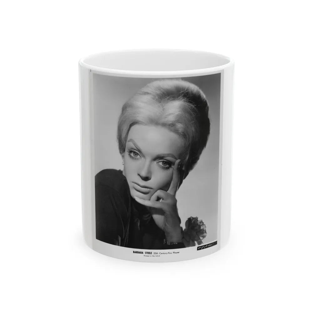 Barbara Steele #31 (Vintage Female Icon) White Coffee Mug-11oz-Go Mug Yourself