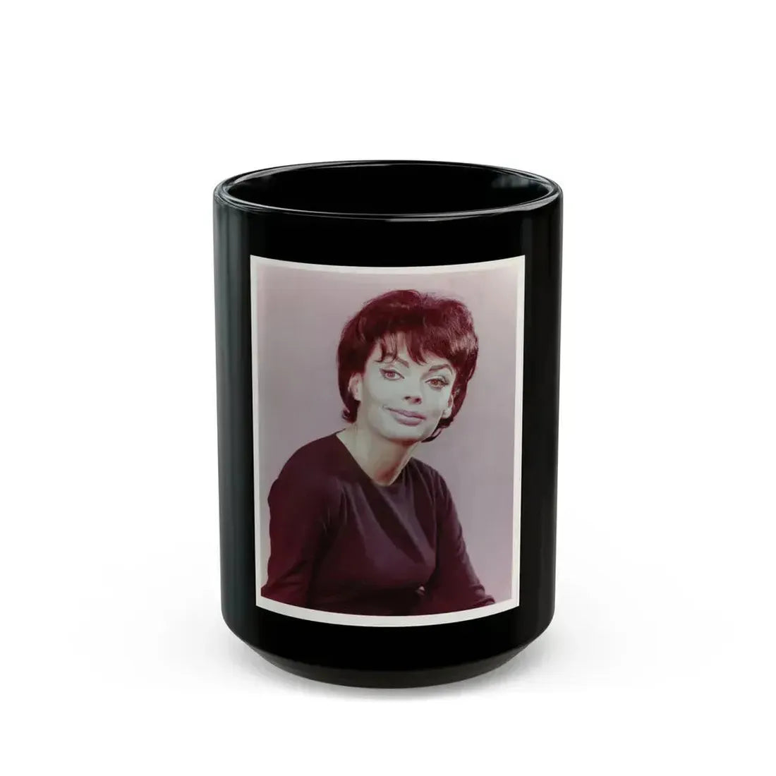 Barbara Steele #45 (Vintage Female Icon) Black Coffee Mug 15oz - Go Mug Yourself