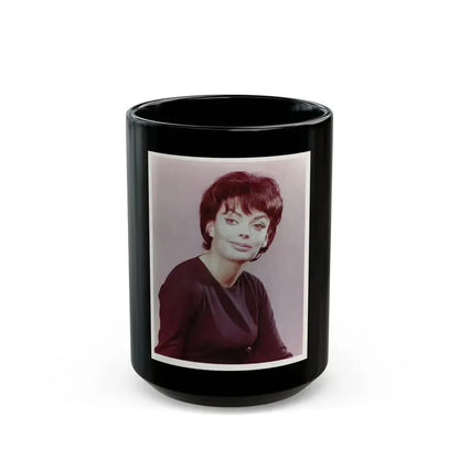 Barbara Steele #45 (Vintage Female Icon) Black Coffee Mug 15oz - Go Mug Yourself