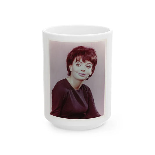 Barbara Steele #45 (Vintage Female Icon) White Coffee Mug-15oz-Go Mug Yourself