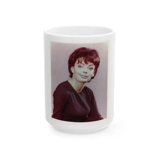 Barbara Steele #45 (Vintage Female Icon) White Coffee Mug 15oz - Go Mug Yourself