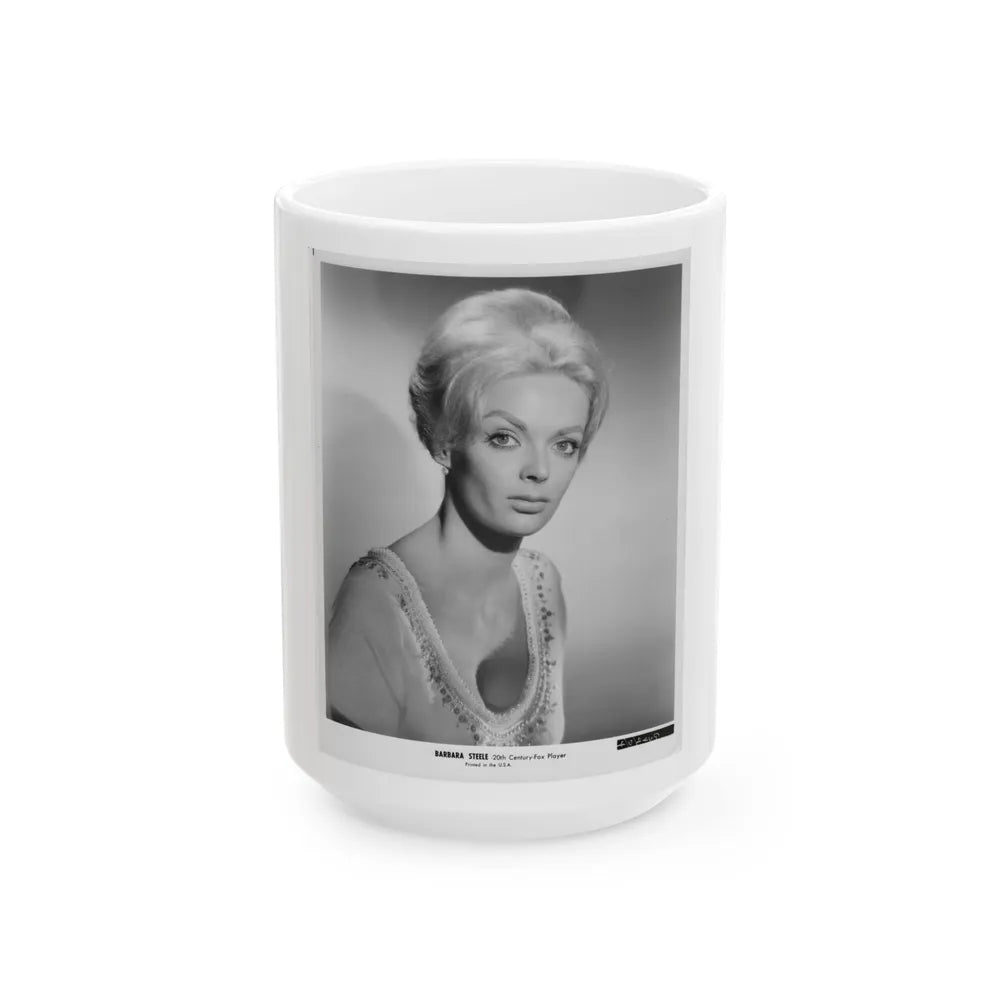 Barbara Steele #51 (Vintage Female Icon) White Coffee Mug-15oz-Go Mug Yourself