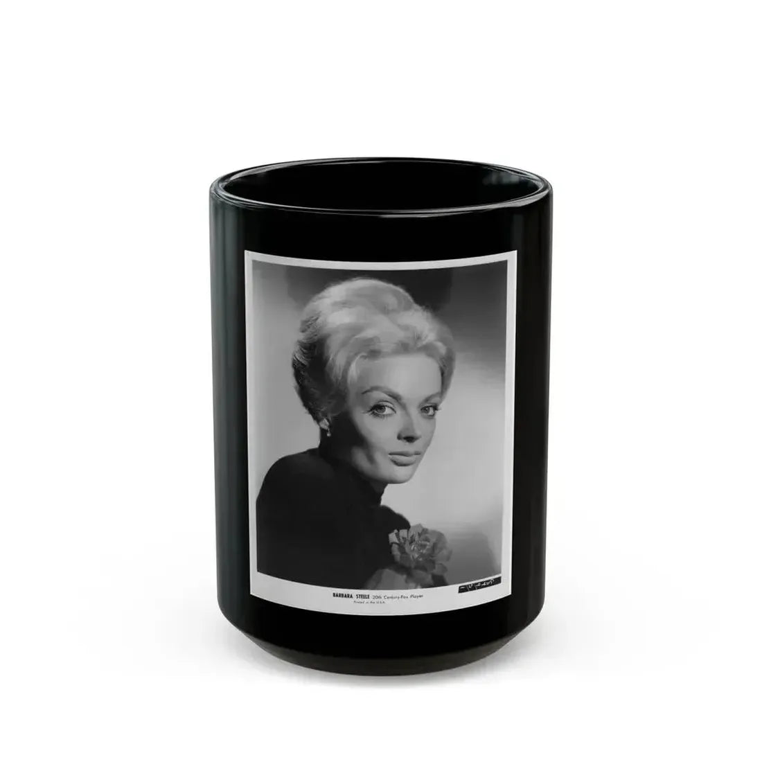Barbara Steele #55 (Vintage Female Icon) Black Coffee Mug 15oz - Go Mug Yourself