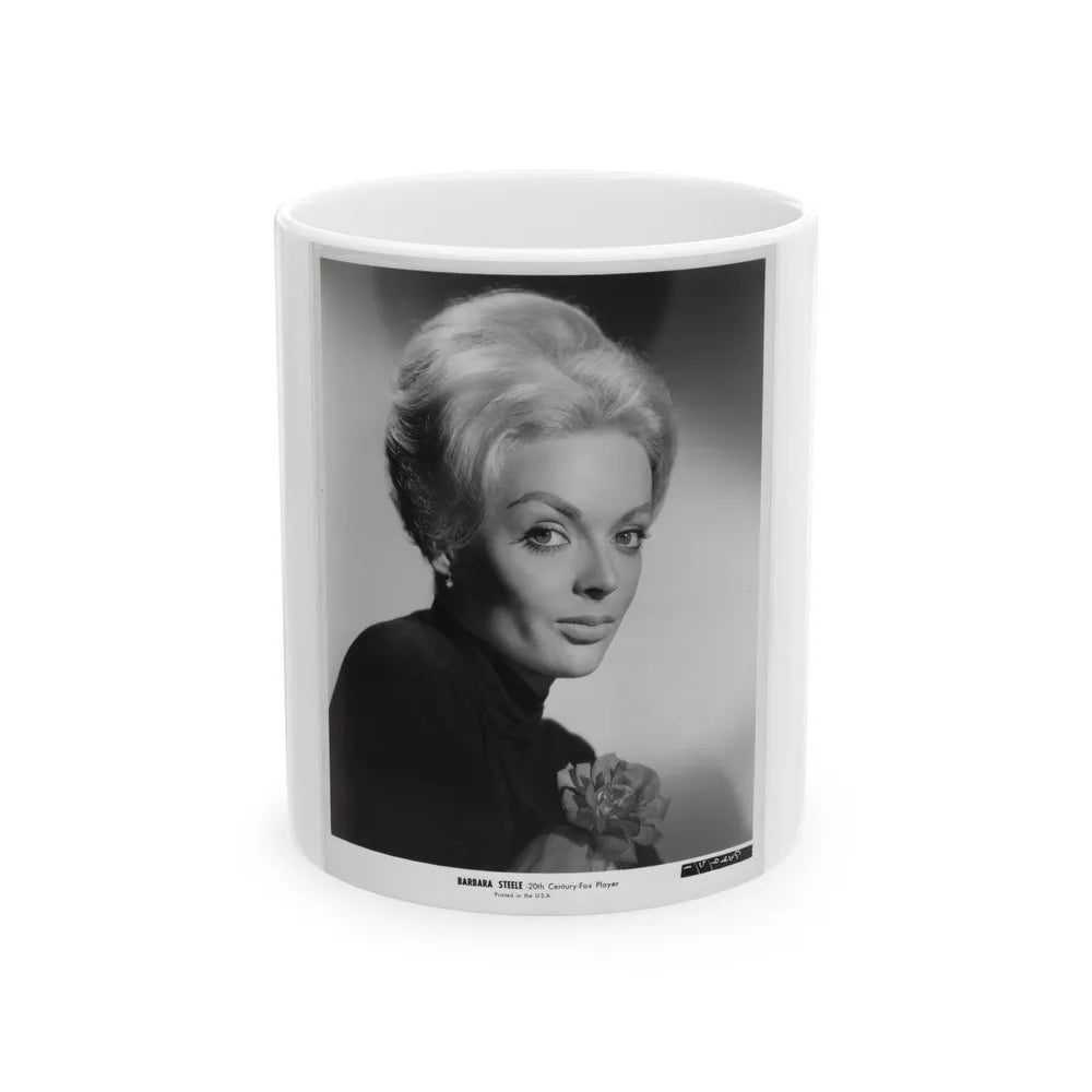 Barbara Steele #55 (Vintage Female Icon) White Coffee Mug-11oz-Go Mug Yourself