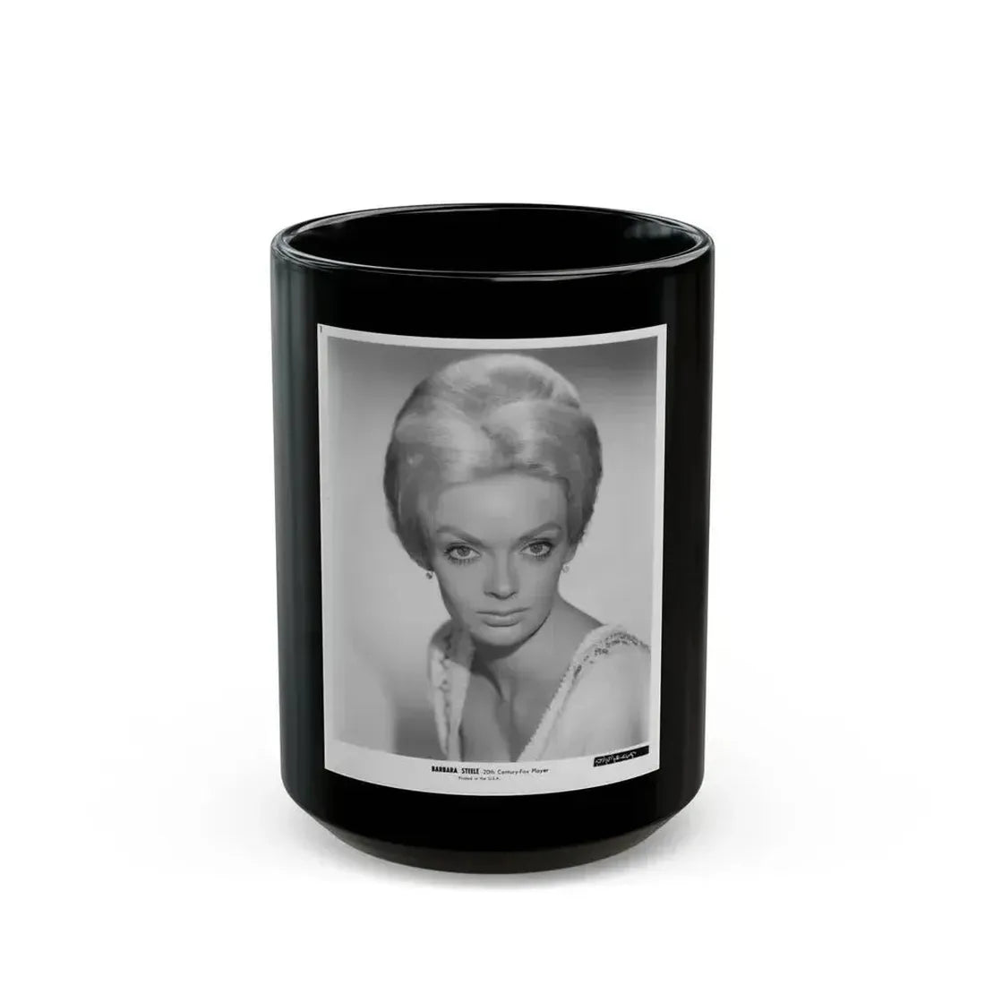 Barbara Steele #63 (Vintage Female Icon) Black Coffee Mug 15oz - Go Mug Yourself