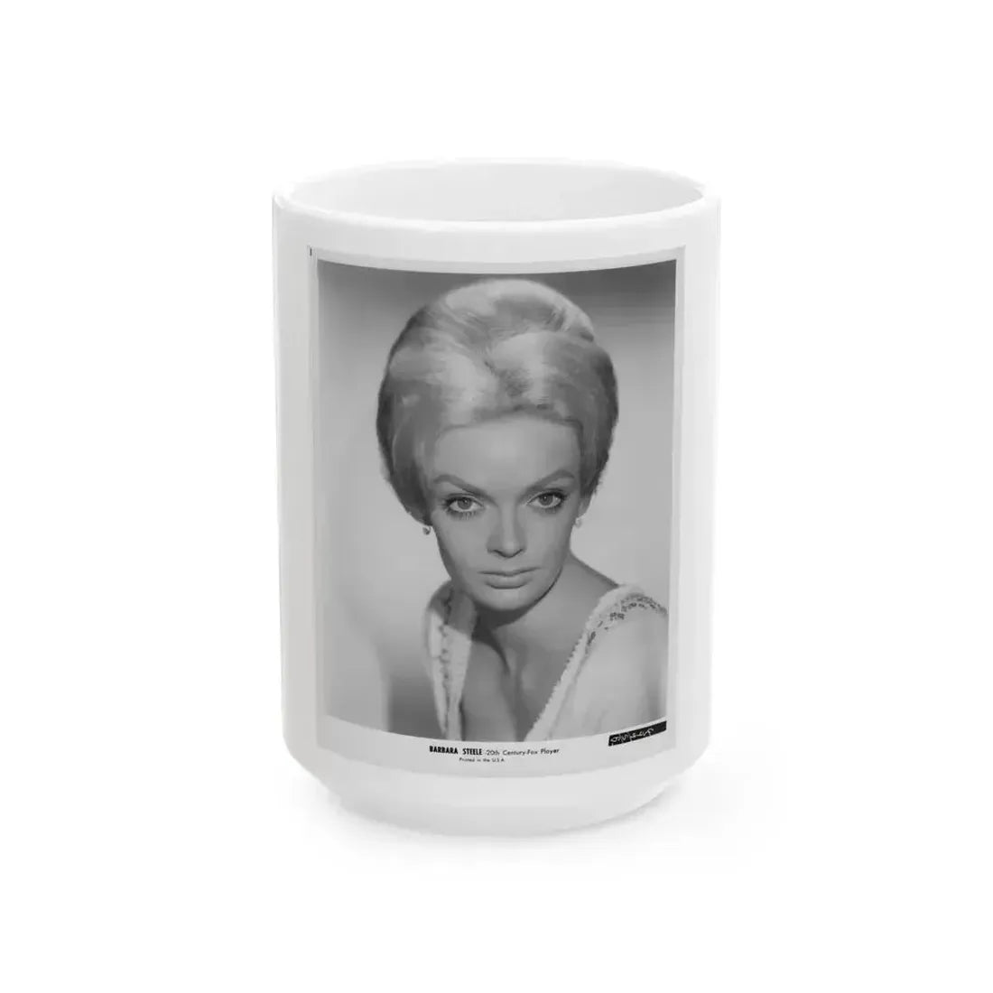 Barbara Steele #63 (Vintage Female Icon) White Coffee Mug 15oz - Go Mug Yourself