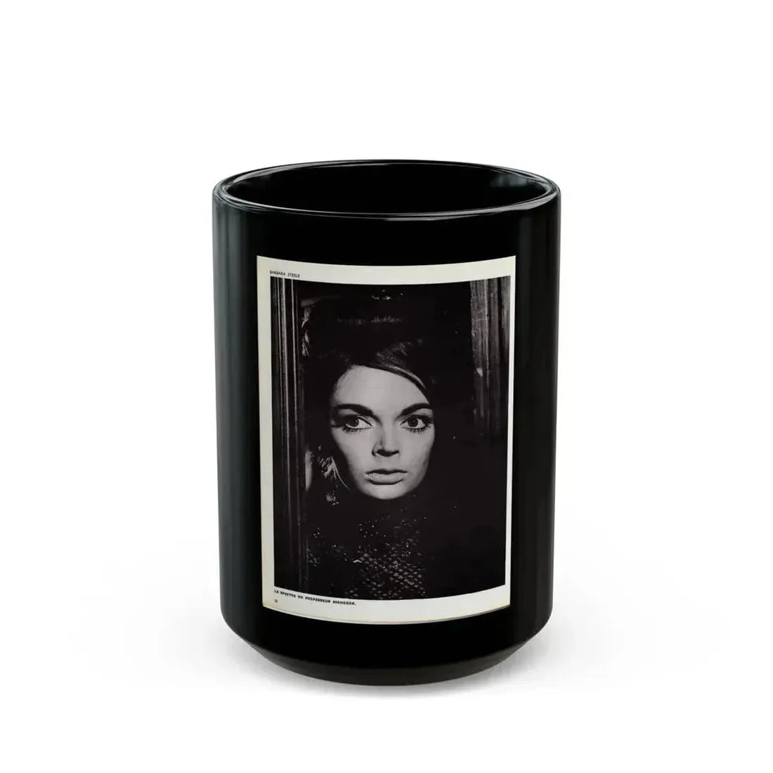 Barbara Steele #68 (Vintage Female Icon) Black Coffee Mug 15oz - Go Mug Yourself