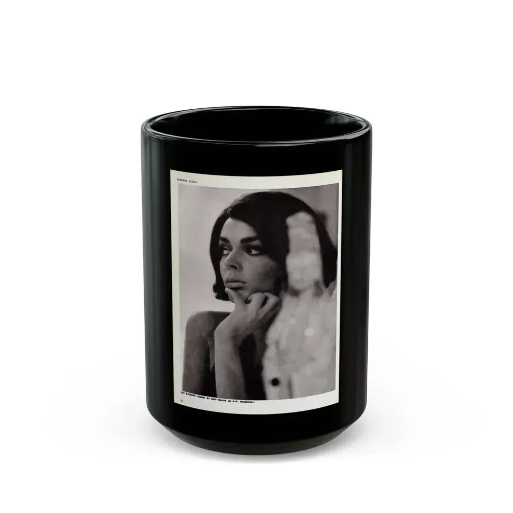 Barbara Steele #70 (Vintage Female Icon) Black Coffee Mug 15oz - Go Mug Yourself