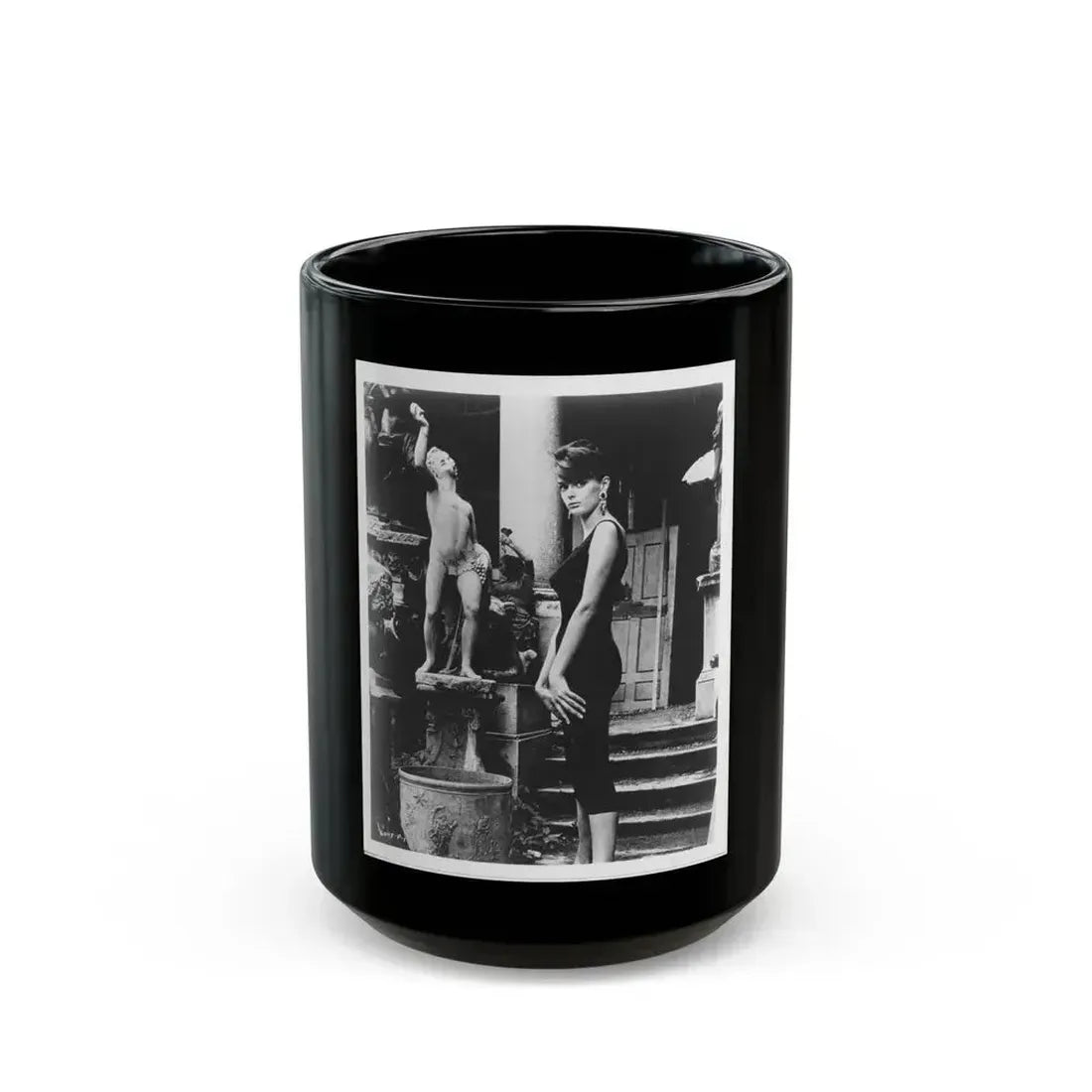 Barbara Steele #74 (Vintage Female Icon) Black Coffee Mug 15oz - Go Mug Yourself